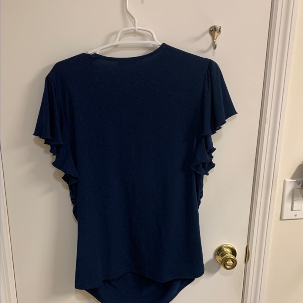 Blue Ruched Ruffled Blouse in size XL - Picture 6 of 8